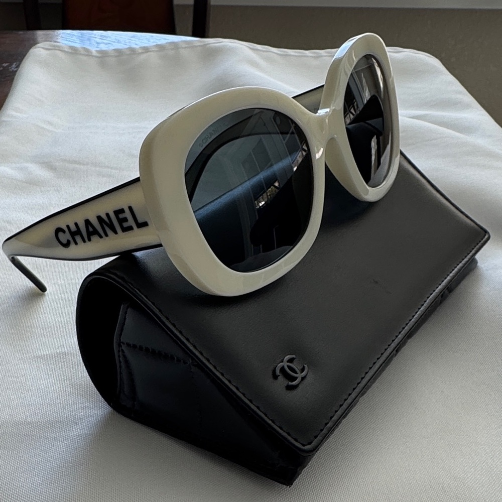 CHANEL Bold White Sunglasses